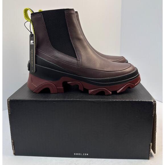 Sorel Chelsea Boot Brex Women's 6.5 Waterproof Leather Cinder Black Pull On Lug - Picture 9 of 10